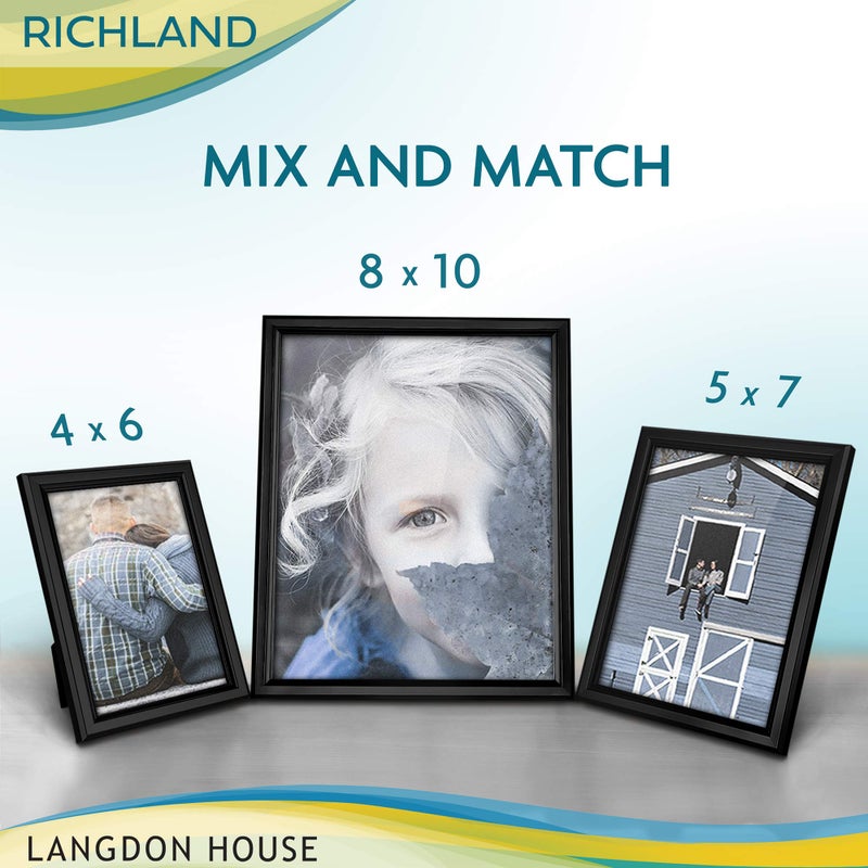 Langdon House 4x6 Picture Frames Set (Black, 6 Pack) Distinguished Edging for Classic Style, Richland Collection - Image 5